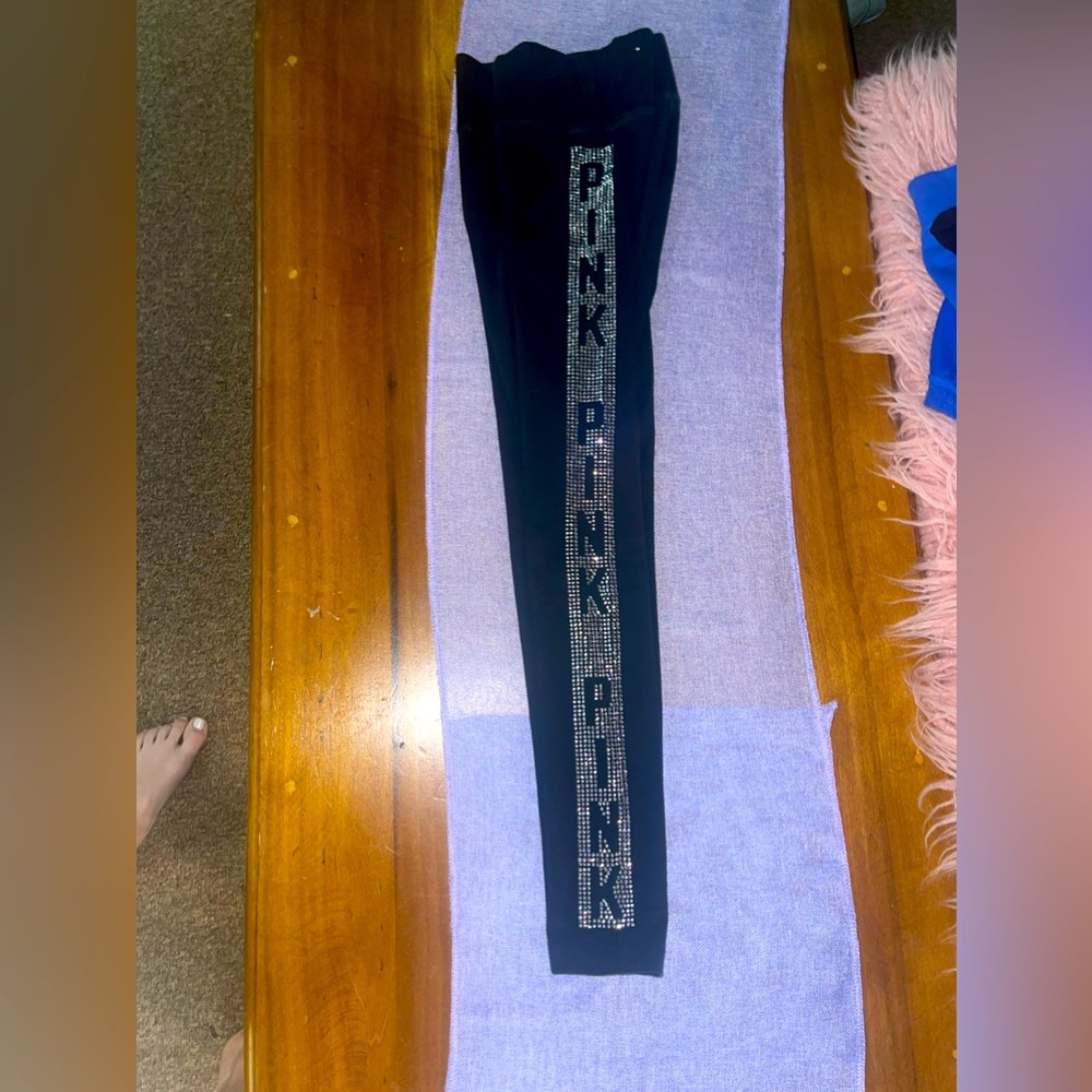 Pink bling leggings size small